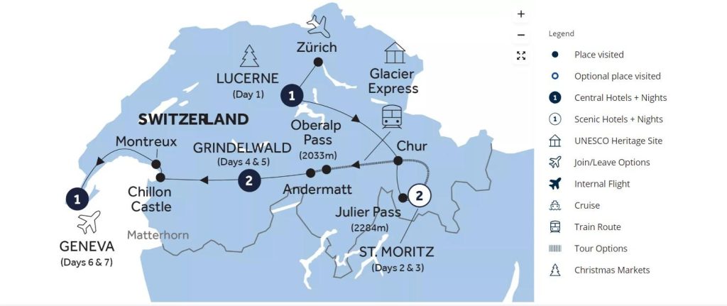 Insight Vacations - Map of Switzerland