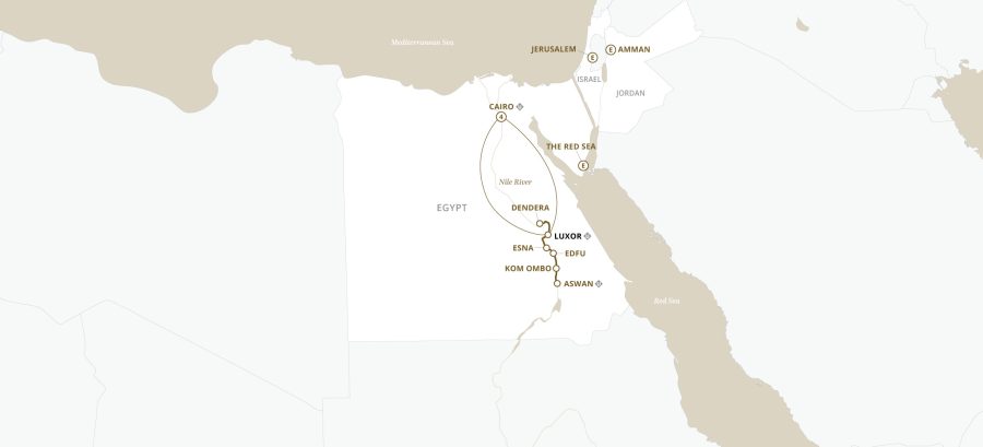 Splendours of Egypt & The Nile map
