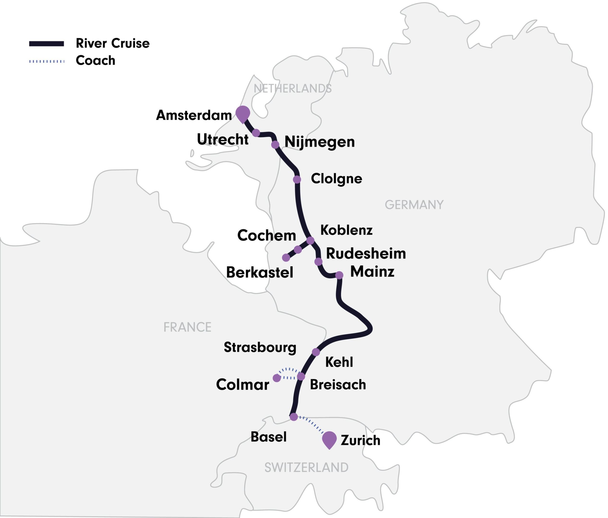 Emerald Cruises European Cruise Map