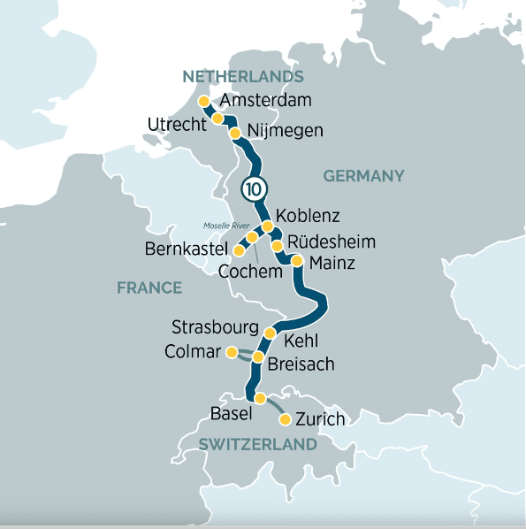 Emerald Cruises European Cruise Map