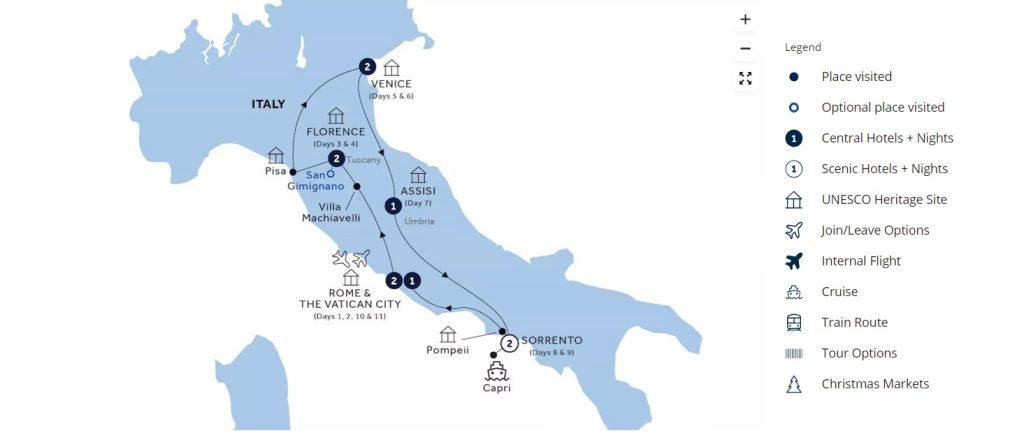 Insight Vacations Best Of Italy Map