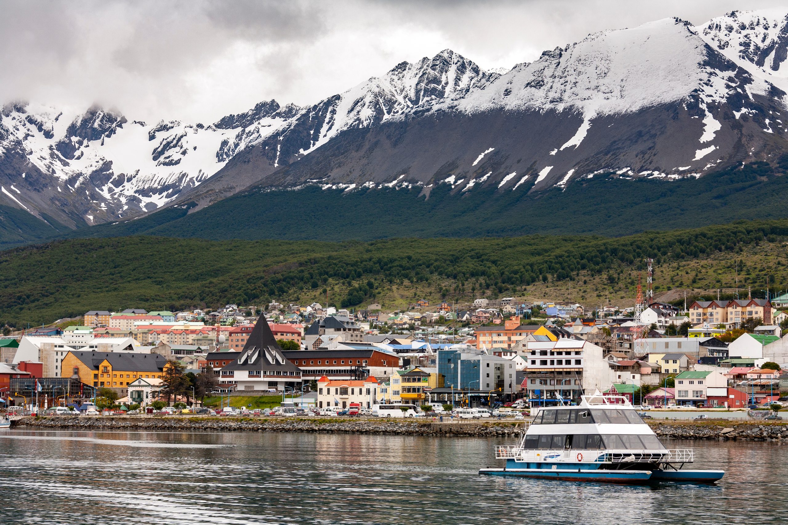 Port of Ushuaia in the Beagle Channel in Tierra del Fuego in southern Argentina.