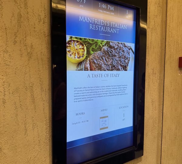 Interactive Menu Attached to Viking Orion Specialty Restaurant