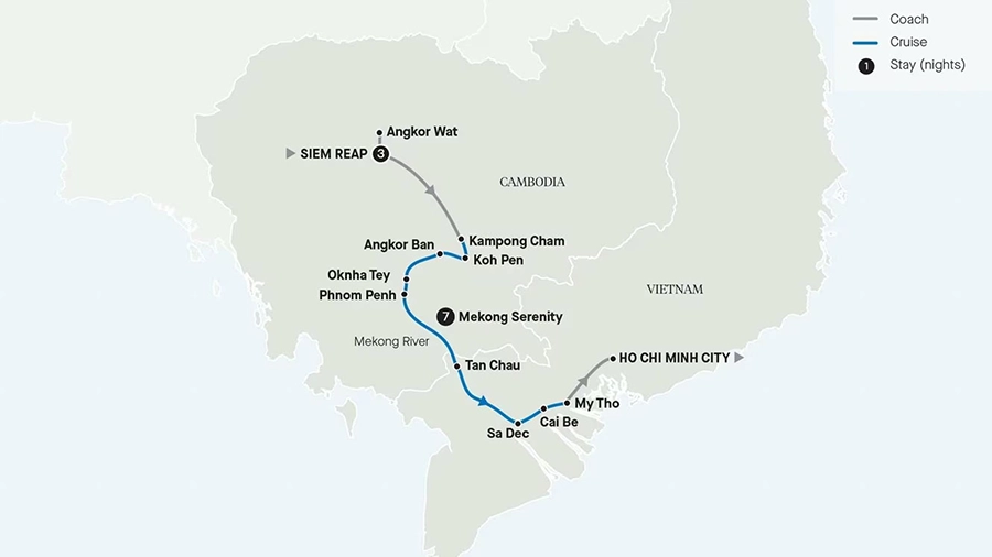 Mekong River Cruise Map